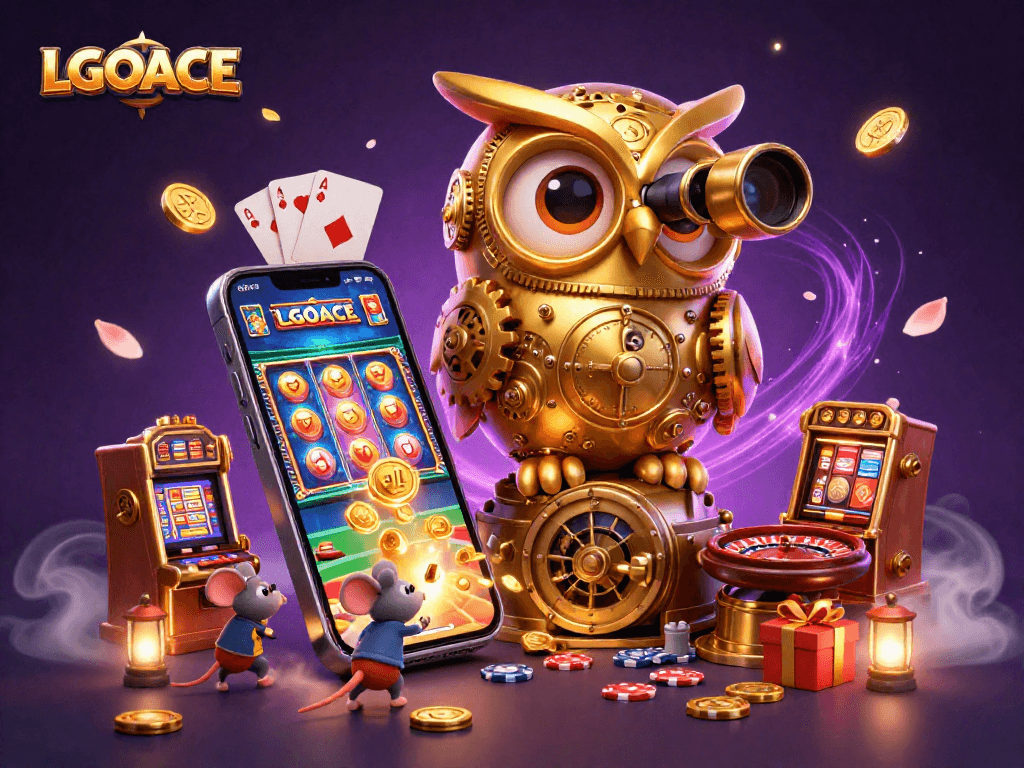 LGOACE brings excitement with a golden owl and engaging casino elements in an immersive scene.