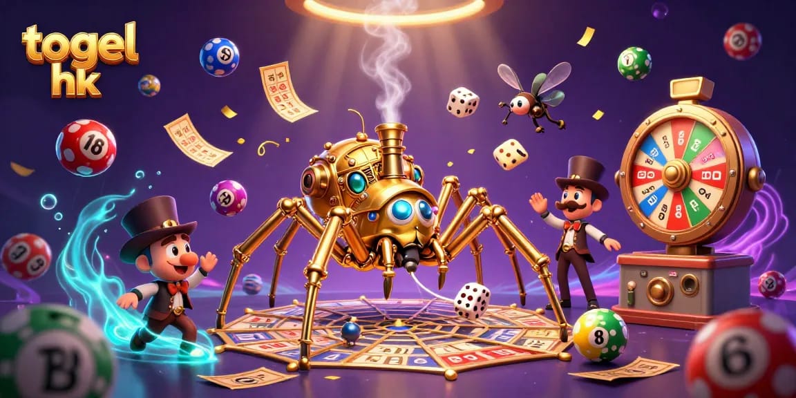 Engage with togel hk lottery excitement featuring bouncing numbered balls, golden tickets, and dynamic casino elements.