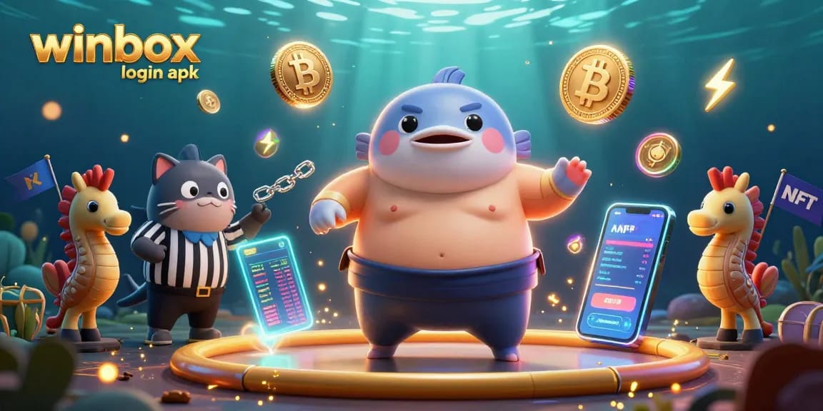 Experience live gaming with winbox login apk, engaging underwater scene featuring fugu and catfish.