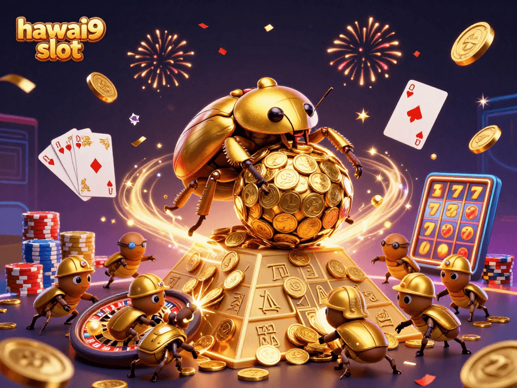 Spin lucky reels and win with hawai9 slot, featuring dazzling coins and thrilling gameplay.