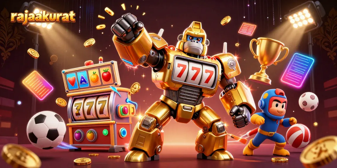 Rajaakurat menghadirkan keseruan bermain slot dengan gorila transformer yang emas.