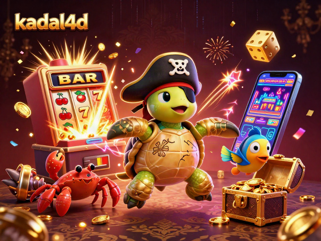 Spin to win with kadal4d as a pirate turtle and friends celebrate casino treasures!