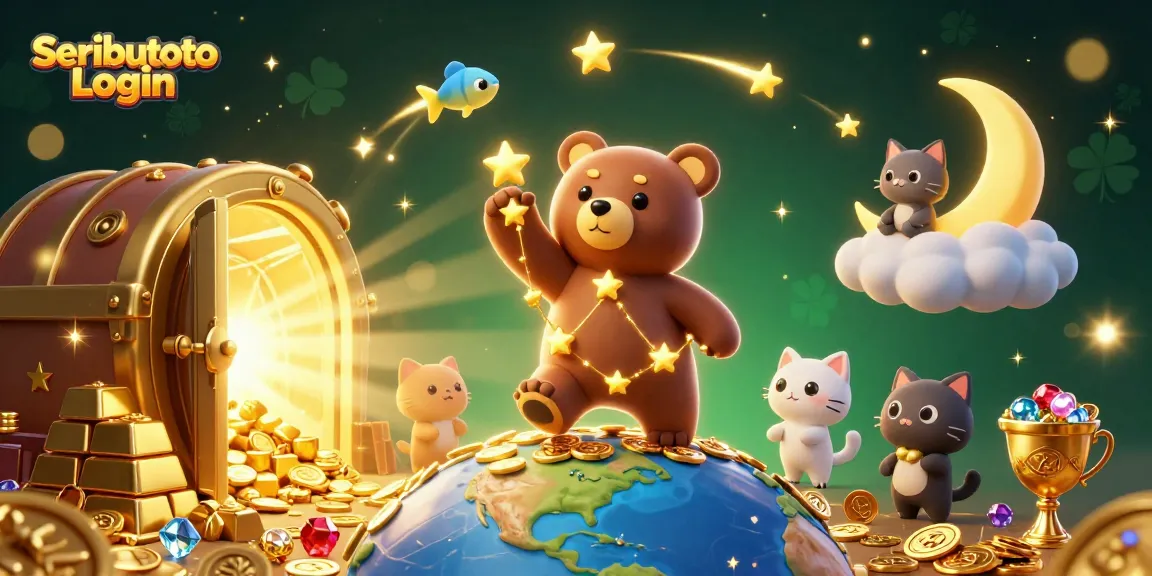 Engage in thrilling gameplay with Seributoto Login featuring vibrant characters and glowing treasures.