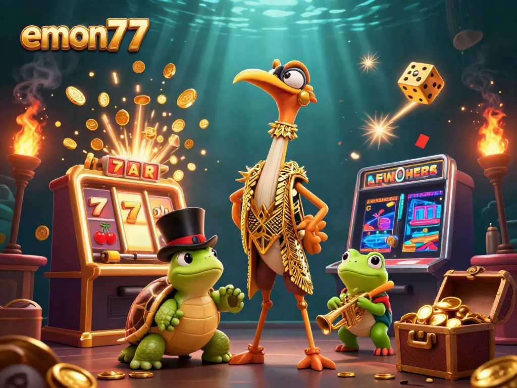 Spin slots and win big with emon77 at an exciting online casino atmosphere featuring dynamic characters.