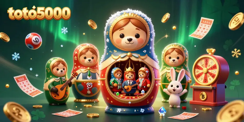 Engage in thrilling lottery action with vivid toto5000 elements and colorful characters.