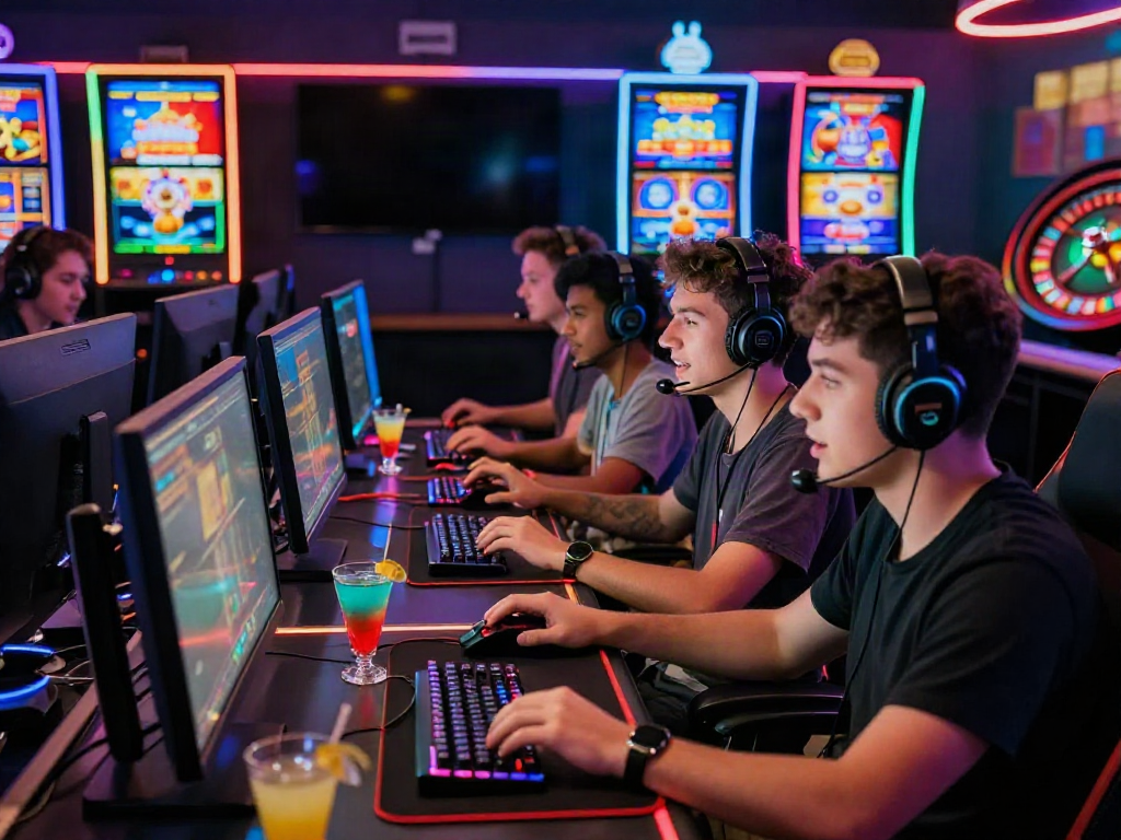 Engaging online gaming experience showcasing players immersed in slot gacor games with vibrant casino elements