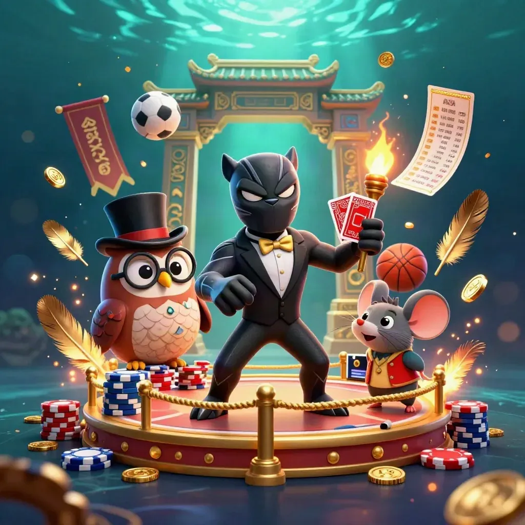 Panther tuxedo, burung hantu, dan tikus judi di tengah kilau emas neon