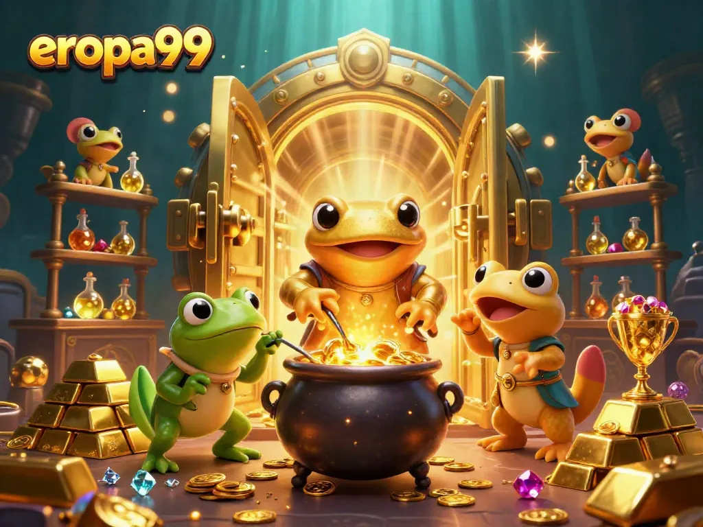 Menangkan permainan slot gacor eropa99 dengan desain menarik dan elemen emas yang berkilau.