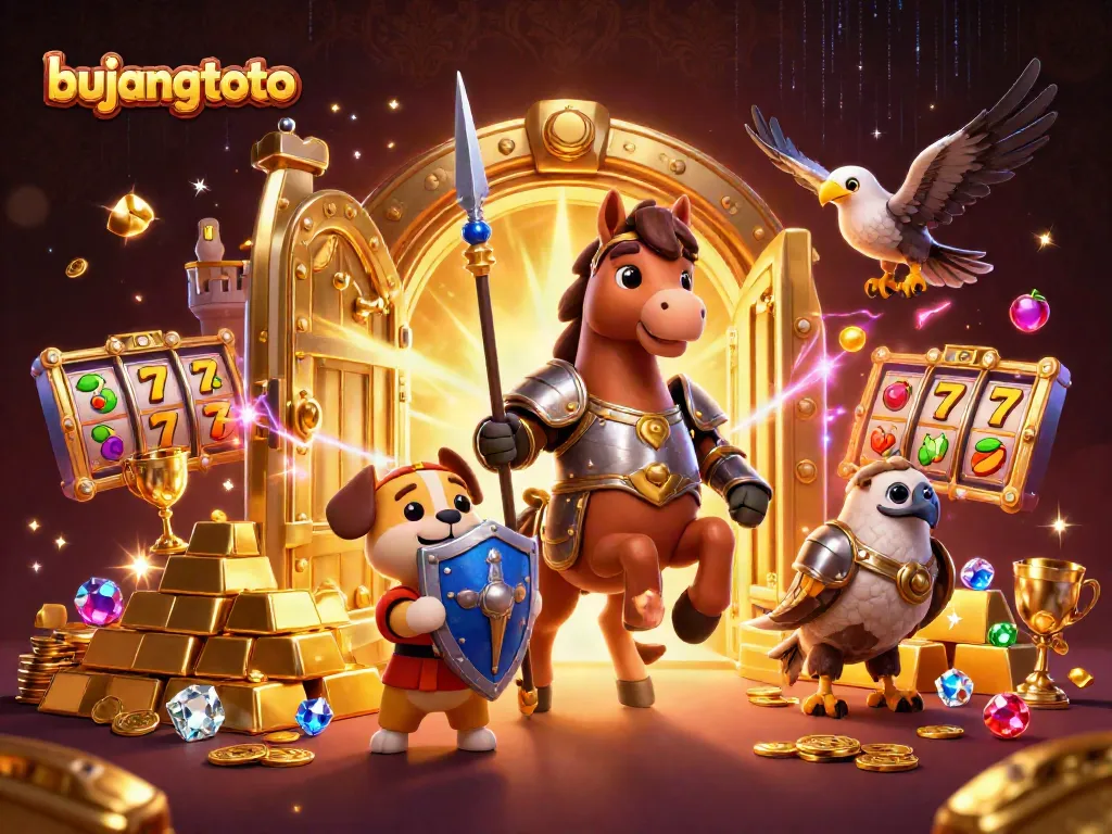 Engage in exciting action at bujangtoto with knights and treasures in this 3D casino scene.