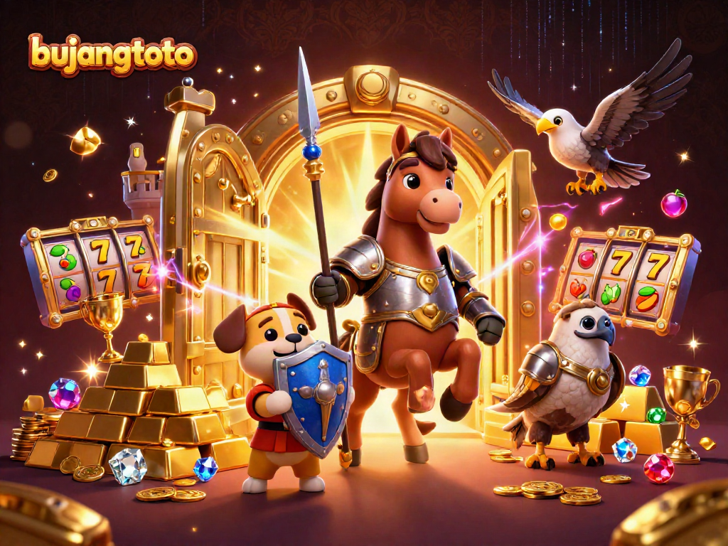 Engage in exciting action at bujangtoto with knights and treasures in this 3D casino scene.