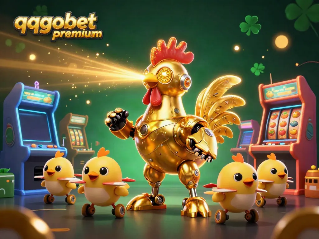 Experience thrilling gameplay at qqgobetpremium with a dazzling scene of golden symbols and energetic characters.