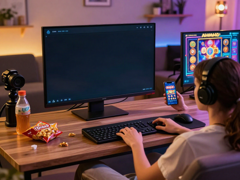 Engaged user playing slot dana on smartphone in comfortable gaming setup.