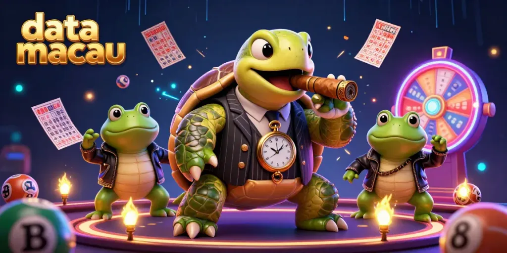 Experience the thrill of gambling with data macau illustrated through vibrant characters and colorful gaming elements.