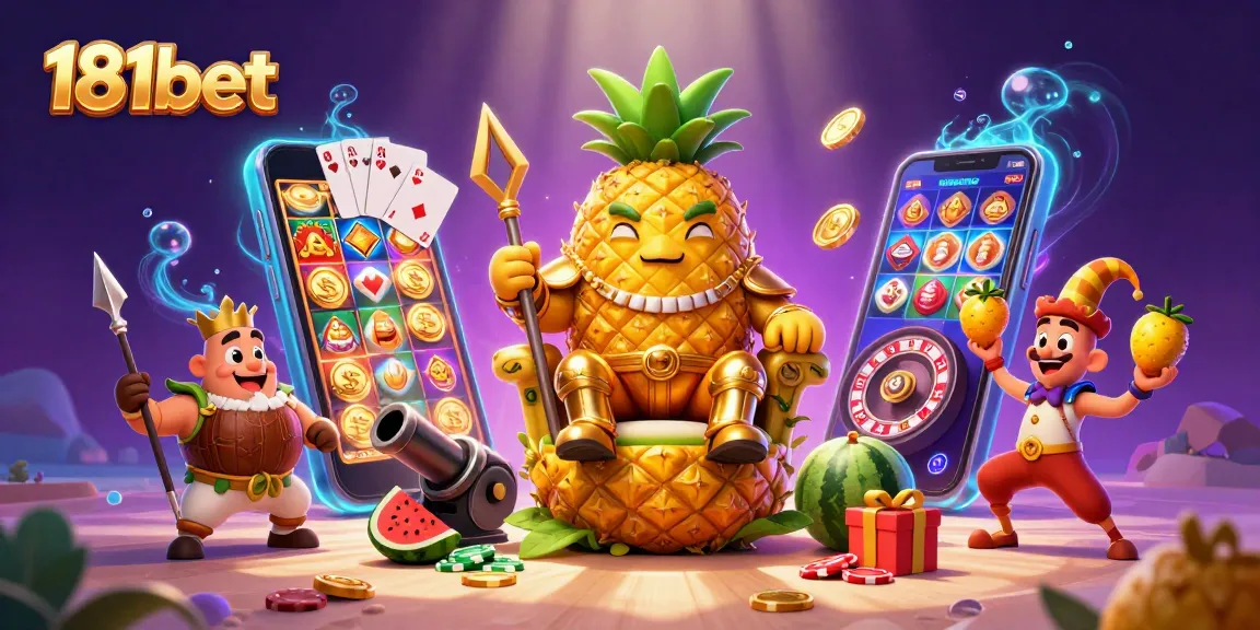 Experience thrilling games at 181bet as the golden pineapple king reigns in a vibrant casino.