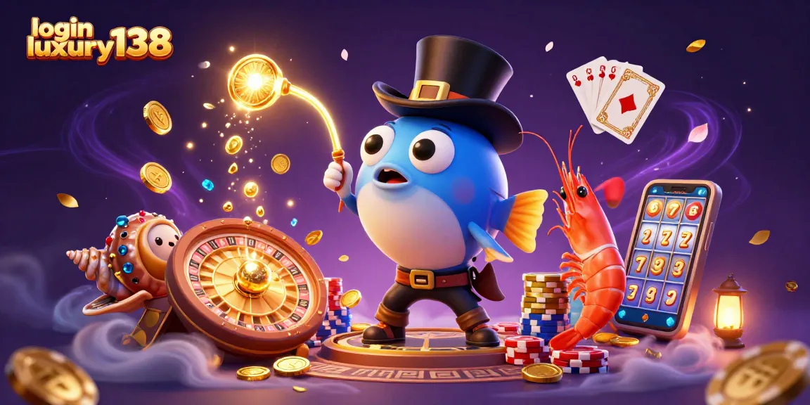 Experience the excitement of login luxury138 with an anglerfish, shrimp, and snail amidst casino treasures.