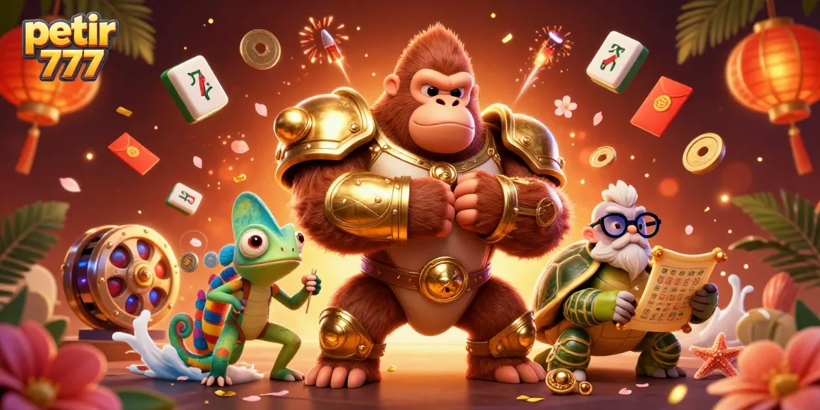 Engage in thrilling action with petir 777 slots as the mighty gorilla champion stands tall