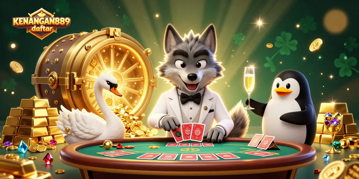 Play and win with KENANGAN889 daftar in this vibrant casino scene with engaging characters.