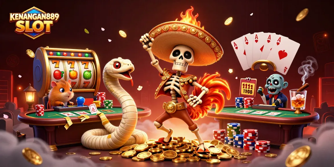 Experience the thrilling KENANGAN889 SLOT on vibrant golden coins with exciting characters.