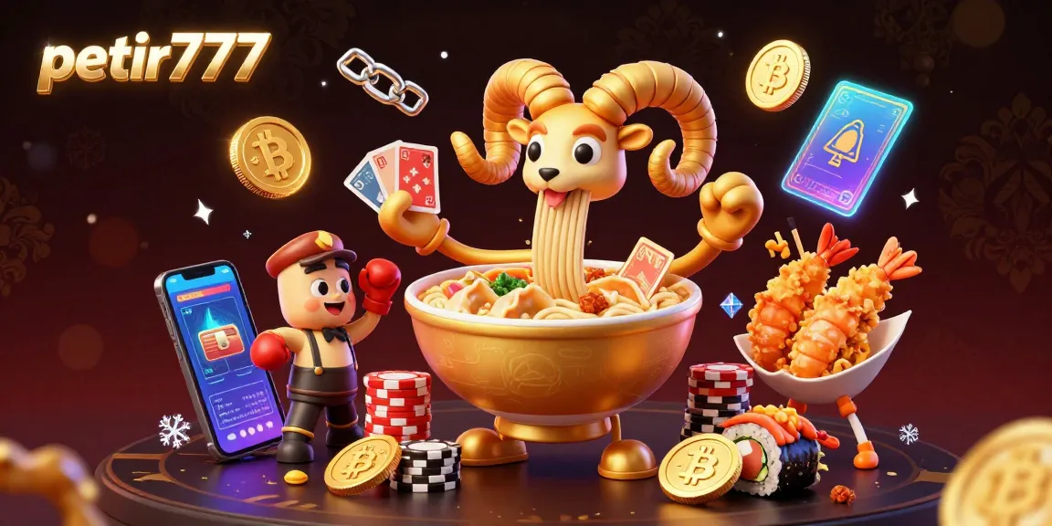 Experience the vibrant excitement of petir777 with glowing crypto elements and engaging casino characters.