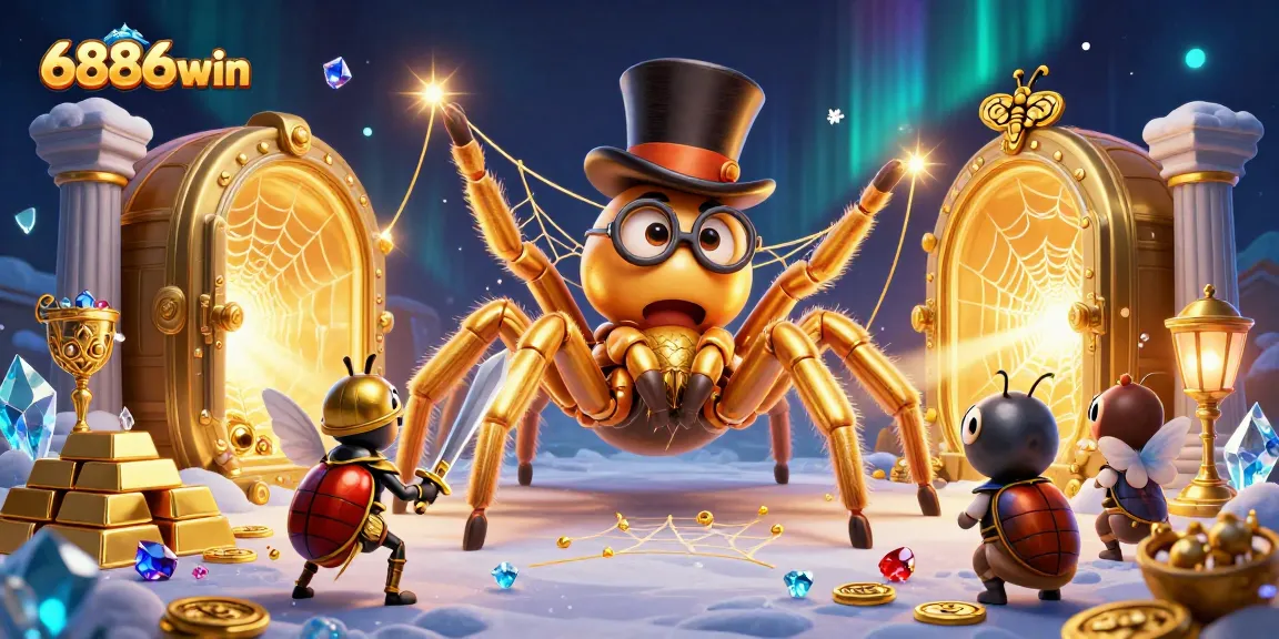 Experience thrilling jackpots at 6886win with a golden tarantula and brave knight in an enchanting casino
