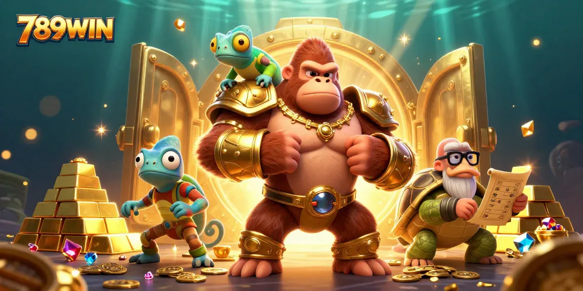 Engage in exciting gameplay at 789WIN, featuring vibrant casino characters and treasure elements.