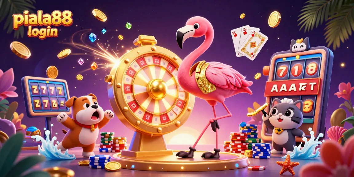 Experience the excitement of betting with piala88 login showcasing vibrant casino elements and dynamic characters.