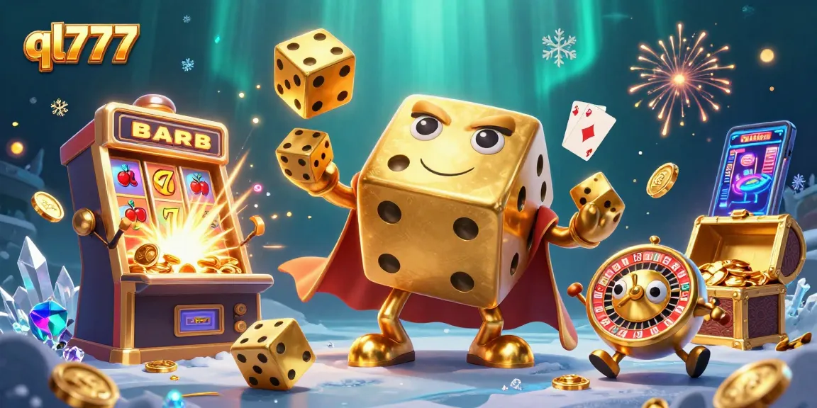 Engage with ql777's dynamic casino adventure showcasing a golden dice golem and exciting game elements.