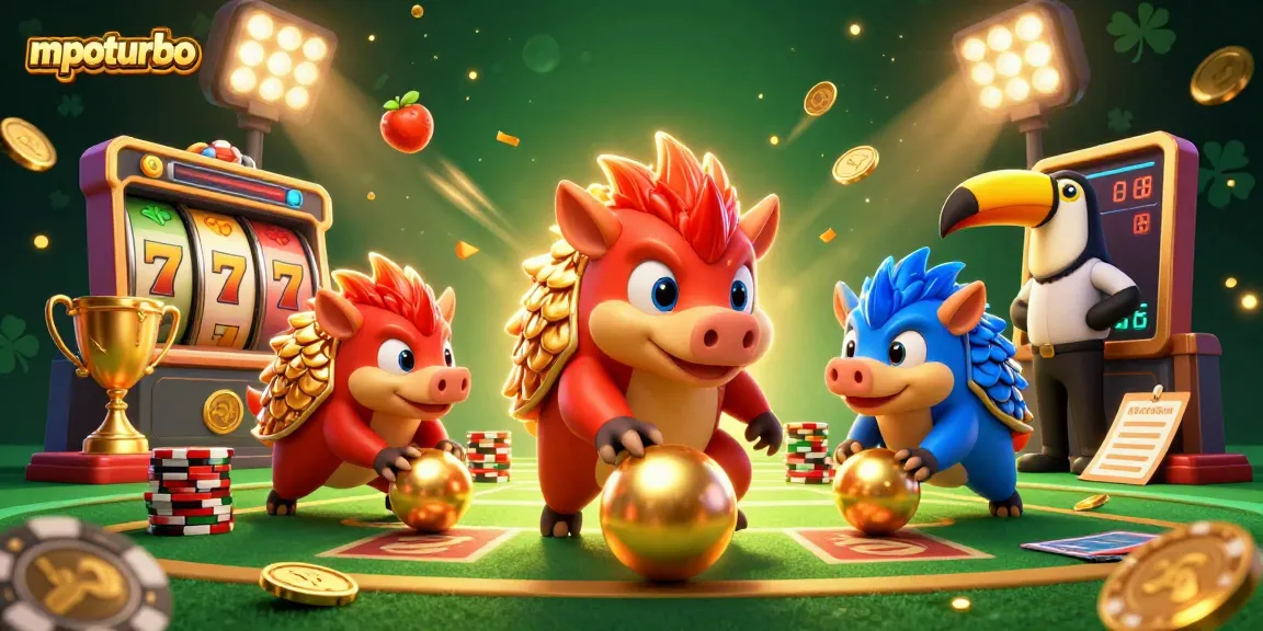 Menggulung bola emas dalam permainan kasino dengan mpoturbo, dalam ilustrasi pangolin yang seru