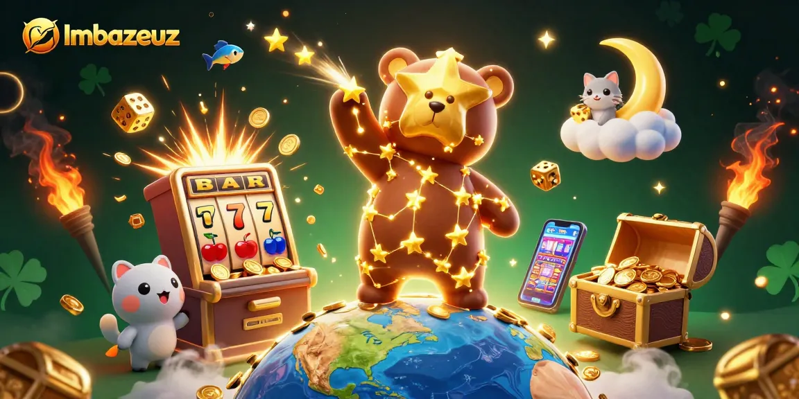 Imbazeuz menang dalam permainan slot dengan ilustrasi berwarna-warni gemerlap yang penuh keberuntungan
