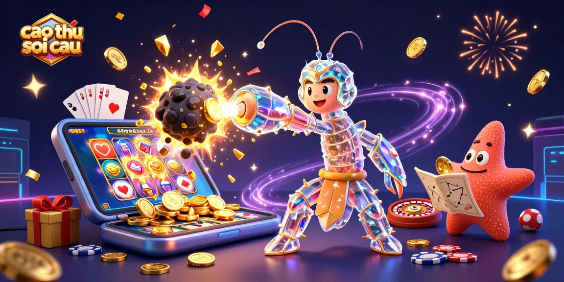 Catching winning numbers with cao thu soi cau in a vibrant casino illustration featuring dynamic characters and gaming elements.