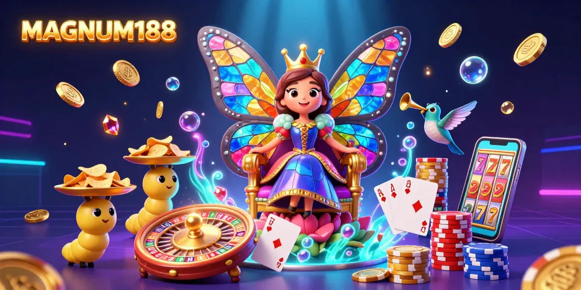 Engage with MAGNUM188 for thrilling sports betting experiences surrounded by vibrant 3D casino elements.