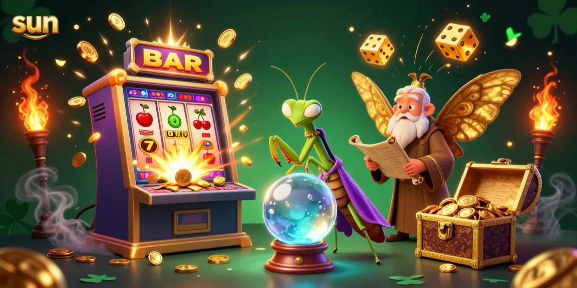 Spin the sun-themed slot machine for epic wins in this vibrant casino illustration.