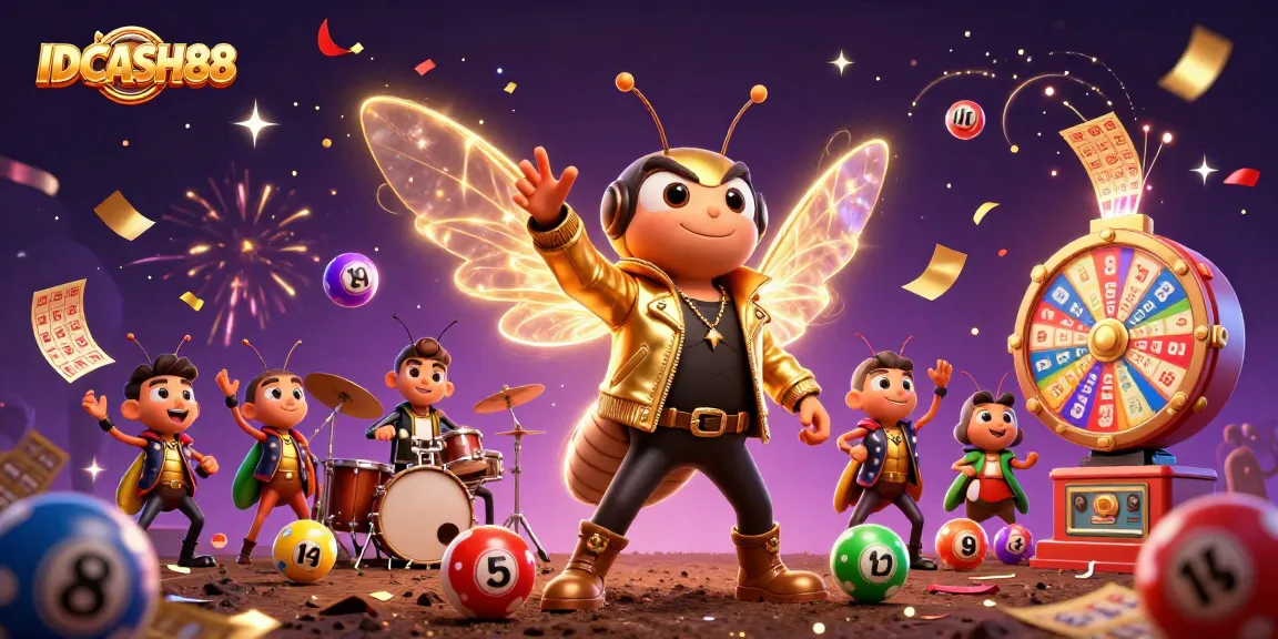 Play and win with IDCASH88 in a vibrant 3D gambling celebration scene.