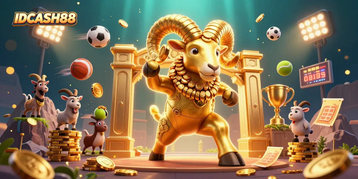 Immerse in IDCASH88's thrilling gaming experience where golden creatures and dynamic sports elements come alive with vibrant action.