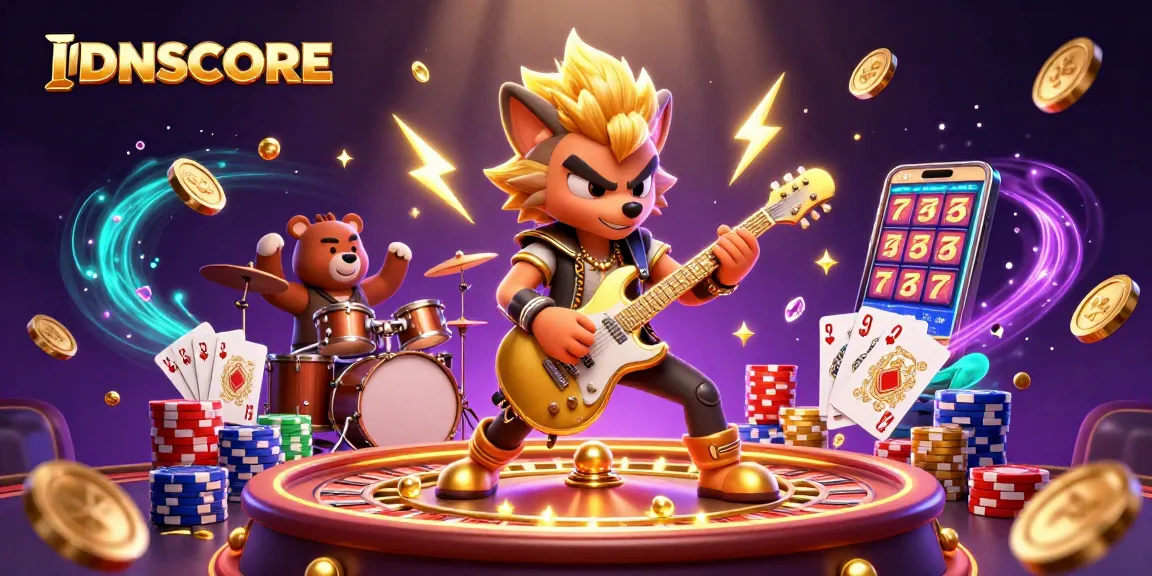 IDNSCORE enhances gameplay with vibrant animations and action in this lively casino scene.