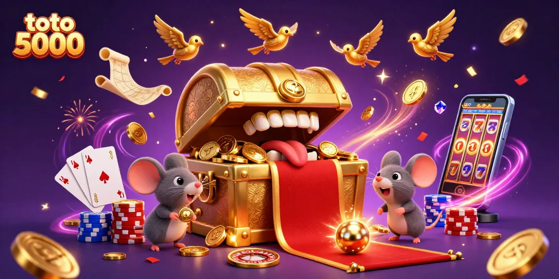 Get ready to win with toto 5000 and experience the thrill of golden treasures in this vibrant casino scene!