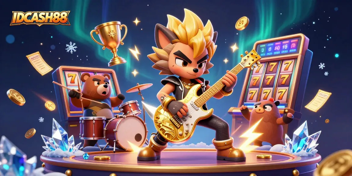 Spin and win big at IDCASH88 with vibrant slot elements, cartoon characters, and dazzling effects.