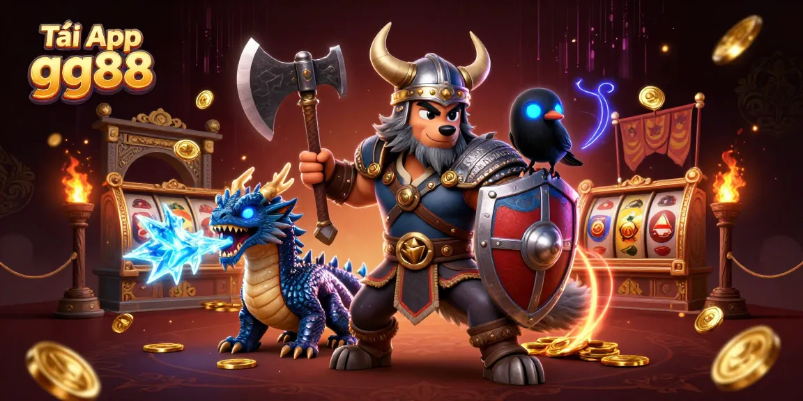 Tải App gg88 for an immersive gaming experience with Viking warriors and dragons.