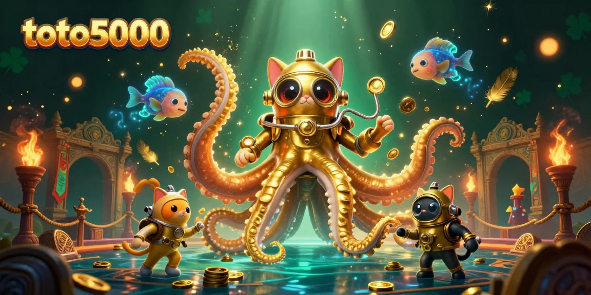 Engage in exciting gameplay with the magical world of toto5000 featuring a colossal kraken and treasure-filled ocean.