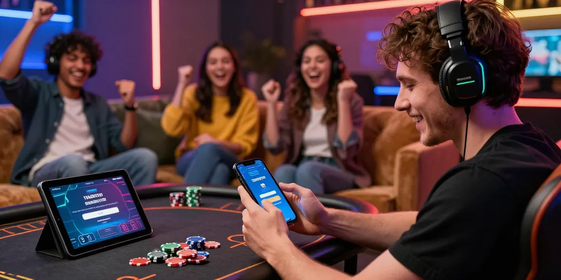Exciting gambling environment featuring TEMPOTOTO login interface on smartphone, friends enjoying online gaming.