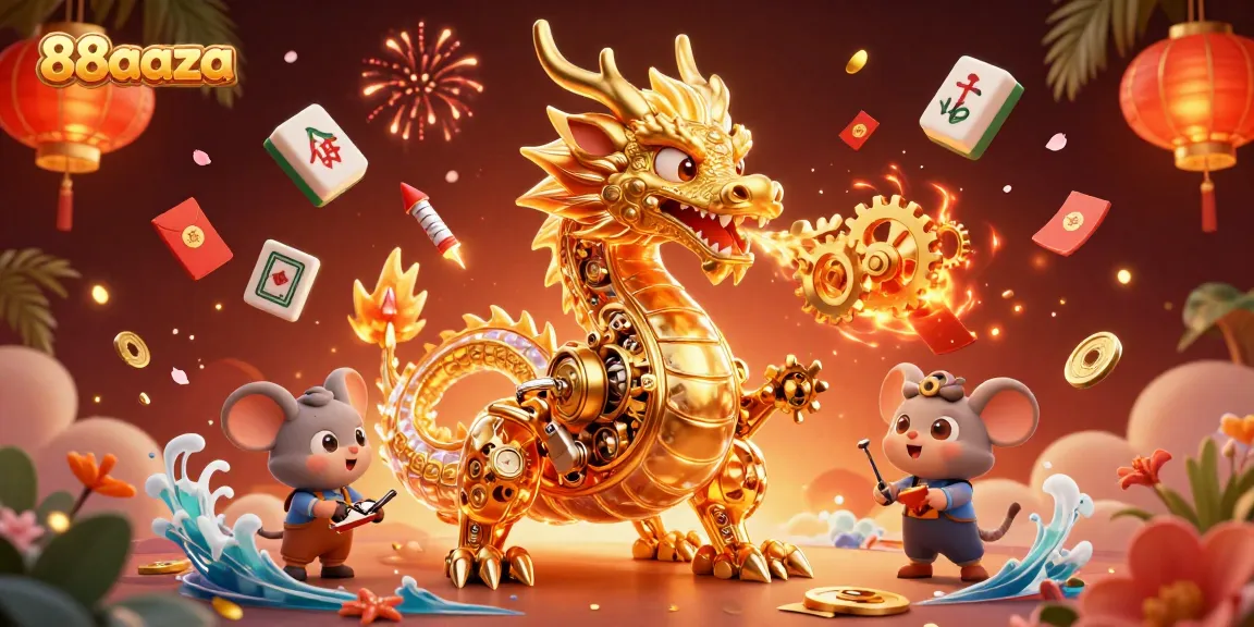 Witness the excitement of 88aaza's golden dragon and lively gambling elements in action.