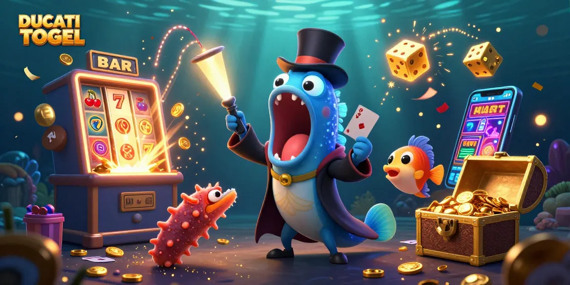 Engage with DUCATI TOGEL in this vibrant underwater casino scene showcasing thrilling jackpots.
