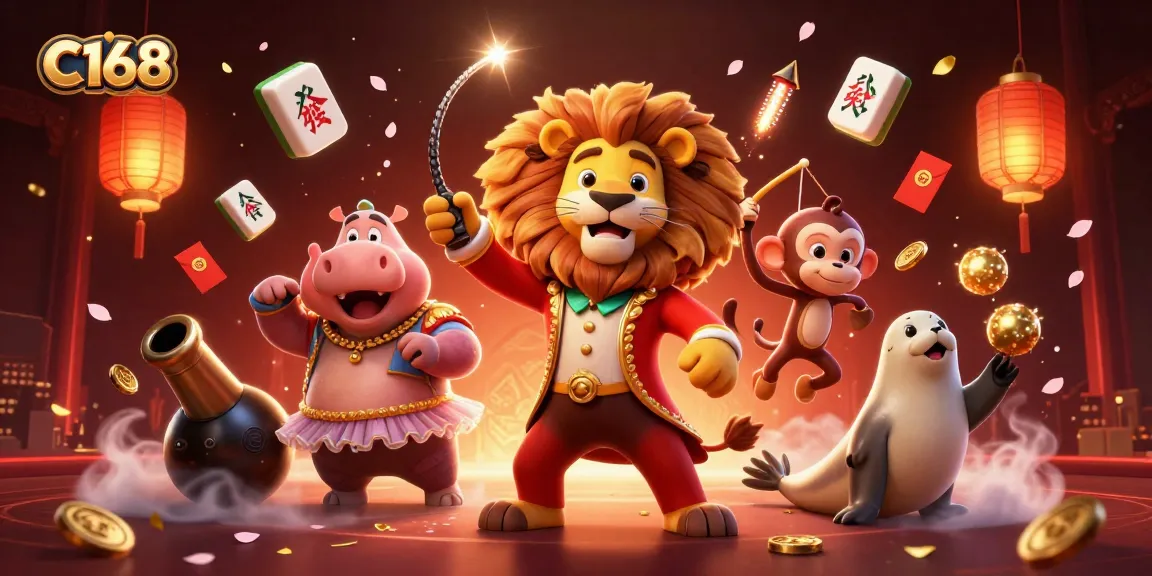 C168 brings excitement to the casino with vibrant 3D characters and gambling elements in a colorful scene.
