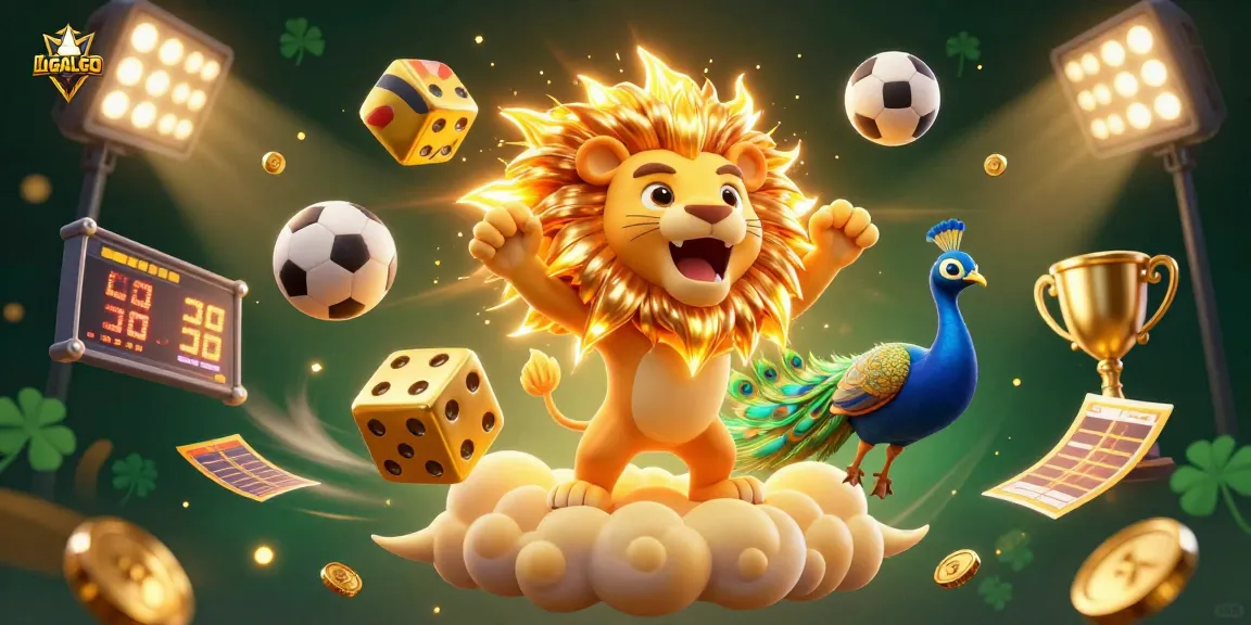 LIGALGO ignites excitement with a roaring lion and golden dice in an energetic casino scene.