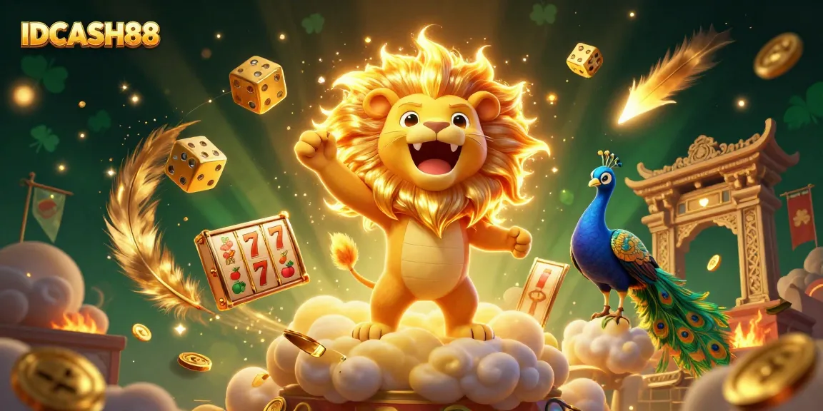 Play and win with exciting IDCASH88 gaming adventures featuring vibrant 3D characters and casino elements.