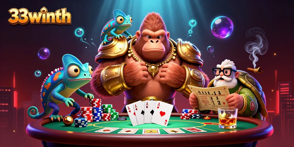 33winth features an exciting 3D scene with a golden gorilla king and vibrant casino elements.