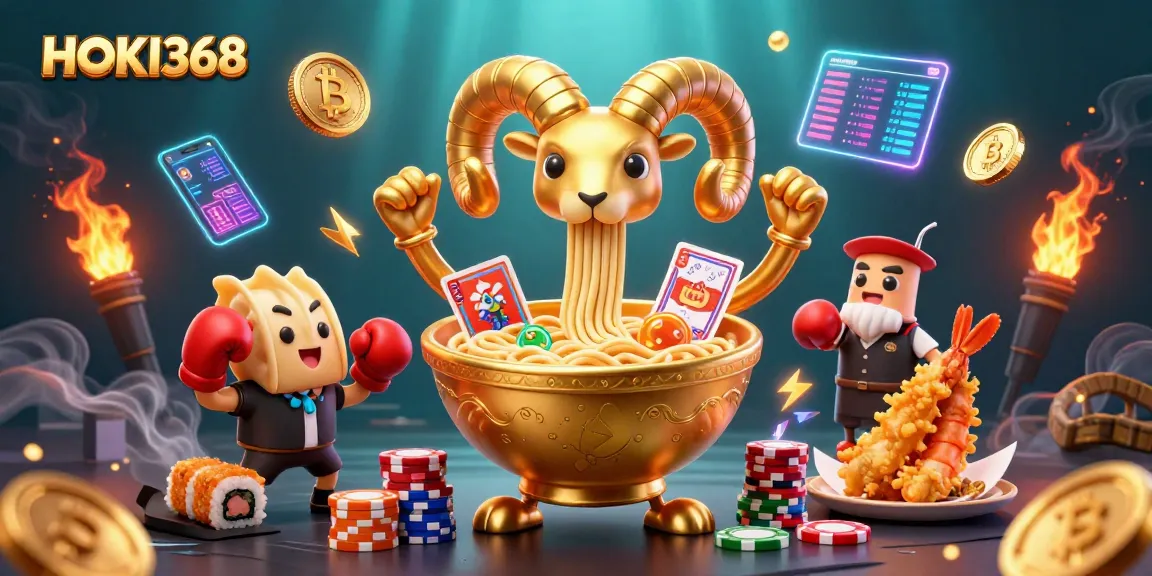 Engage with HOKI368's vibrant casino theme featuring 3D characters in a dynamic gambling scene.